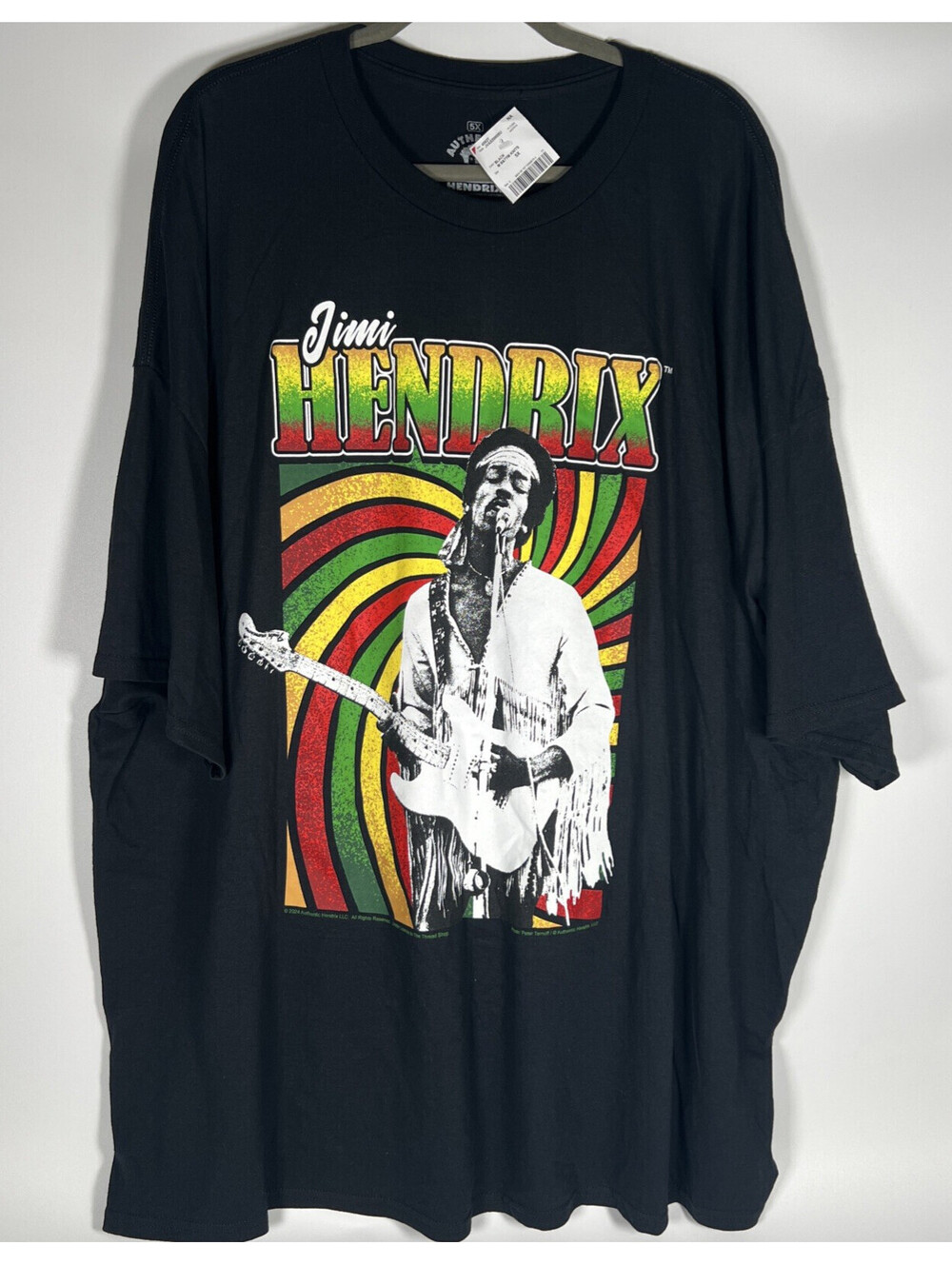 NWT-Jimi Hendrix Graphic Tee Black Short Sleeve Authentic Hendrix Rock-Men's 5X